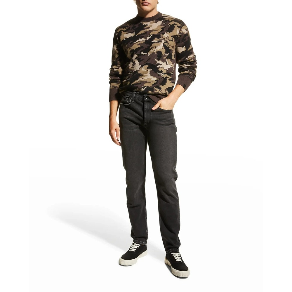 Rag & Bone Camo Intarsia Wool Crew Neck Sweater Army Multi Pullover Men's SZ S